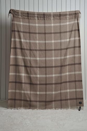 EP Mode 100% Pure Cashmere Throw Blanket for Sofa, Neutral Windowpane - color: Neutral Windowpane