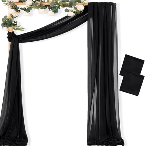 Sheer Gauze Wedding Arch Draping Fabric 29" x 20 FT 2 Panels Black - color: Black, size: 29"w x 240"l (Pack of 2)