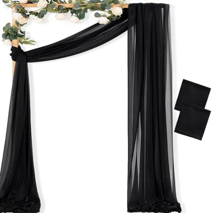 Sheer Gauze Wedding Arch Draping Fabric 29" x 20 FT 2 Panels Black - color: Black, size: 29"w x 240"l (Pack of 2)