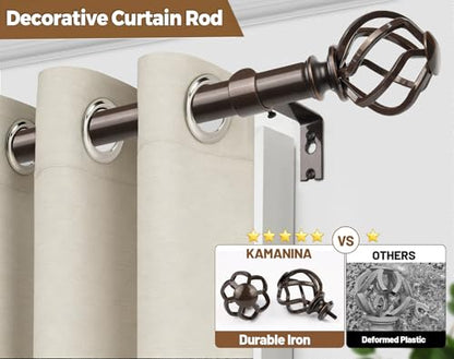 KAMANINA Bronze Curtain Rod 32 to 58 Inch, Adjustable Single Drapery Rods - color: Bronze, size: 32-58"