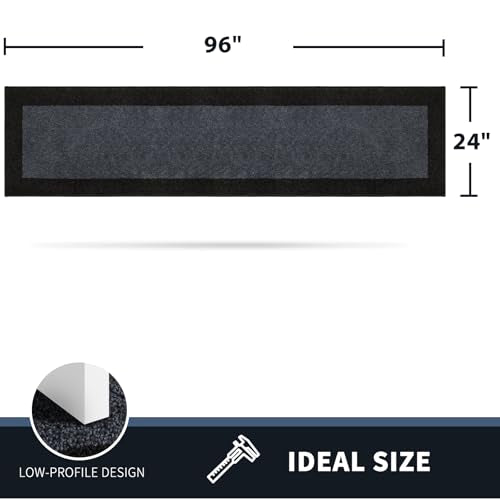 PURRUGS Hallway Runner Rug, 24" x 96", Bluish Grey & Charcoal - color: Bluish Grey & Charcoal, size: 24" X 96"
