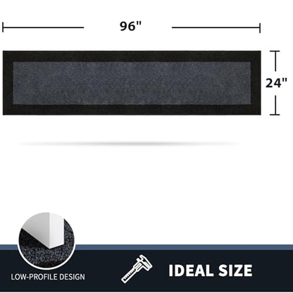 PURRUGS Hallway Runner Rug, 24" x 96", Bluish Grey & Charcoal - color: Bluish Grey & Charcoal, size: 24" X 96"
