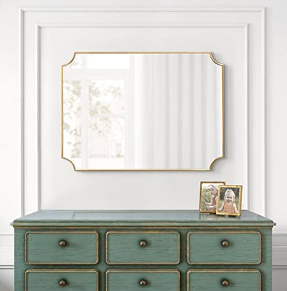 Kate and Laurel Healey Glam Scalloped Wall Mirror, 22 x 30, Gold, Minimal Scallop Mirror for Classic Traditional Wall Decor