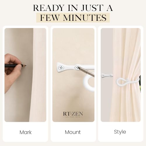 RTZEN Metal Curtain Tiebacks, Drapery Holders for Wall, 2 Pcs - size: Medium, style: Loophole - W