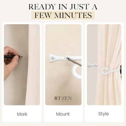 RTZEN Metal Curtain Tiebacks, Drapery Holders for Wall, 2 Pcs - size: Medium, style: Loophole - W