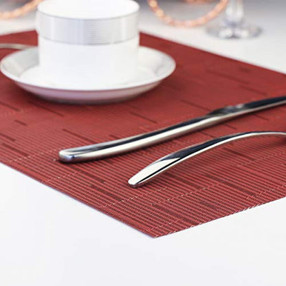 PIGCHCY Placemats,Washable Durable Vinyl Woven Table Mats,Elegant Heat Resistant Placemats for Dining Table Set of 4 (18 x 12 inches,Burgundy Red) - color: C: Red Burgundy, size: 4 Placemats