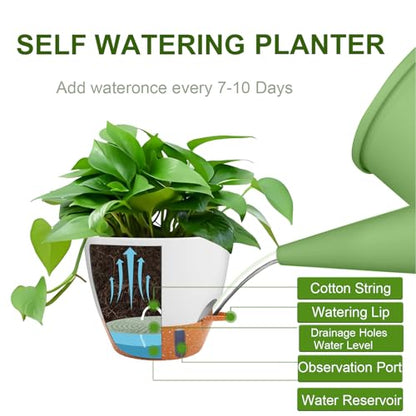 Heybe 3 Pack Self Watering Hanging Planters with Swivel Hanging Chains 20 Inches, 10/9/8 Inch Pots for Indoor Outdoor Plants, White - size: 10/9/8 Inch