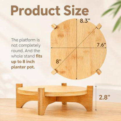 Pumtus 2 Pack Small Plant Stand, Wood Indoor Planter Stand, Bamboo Detachable Flower Pot Holder, Mid Century Potted Plant Rack for Outdoor Garden Home, Fits Up to 8 Inch Planter (Pot Not Included)