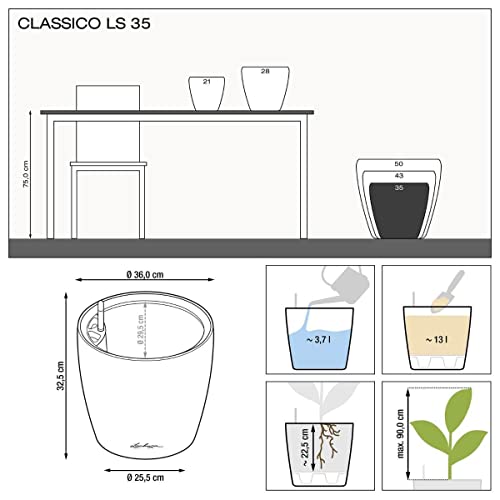Lechuza 16063 Classico LS 35 Self-Watering Planter, Charcoal Metallic - color: Charcoal Metallic, size: D35 H33 cm