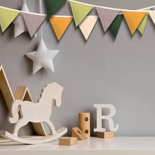 Oudain 2 Pcs Pennant Banner Flags Nursery Garland Triangle, Green Color - color: Green Color