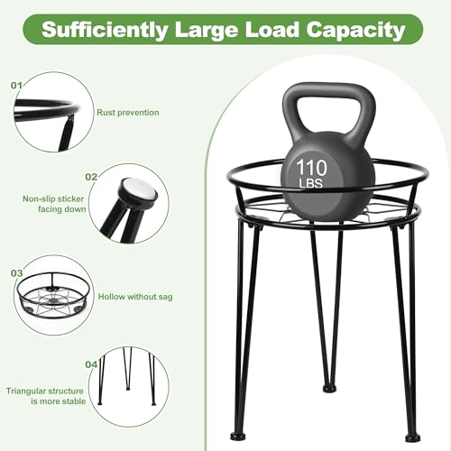 Metal Plant Stand, Plant Stand Indoor Outdoor, Metal Rustproof Flowers, Urban and Rustic Outdoor Plants Stands, Flower Pot Stand Suitable for Living Room, Balcony, Garden (3PCS,Black)