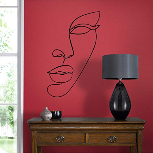 DEKADRON Line Wall Decor, Abstract Face, Minimalist Metal Wall Decor, (22" W x 36" H / 56 x 90cm) - size: 36"L x 22"W