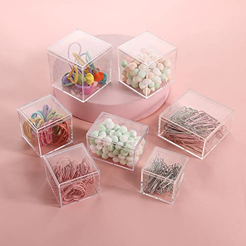 2‑Pack Acrylic Box with Lid 2.36 x 2.36 x 2.36 Inch Small Square Cube - size: 2.36 x 2.36 x 2.36 Inch