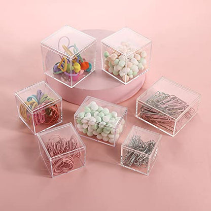 2‑Pack Acrylic Box with Lid 2.36 x 2.36 x 2.36 Inch Small Square Cube - size: 2.36 x 2.36 x 2.36 Inch