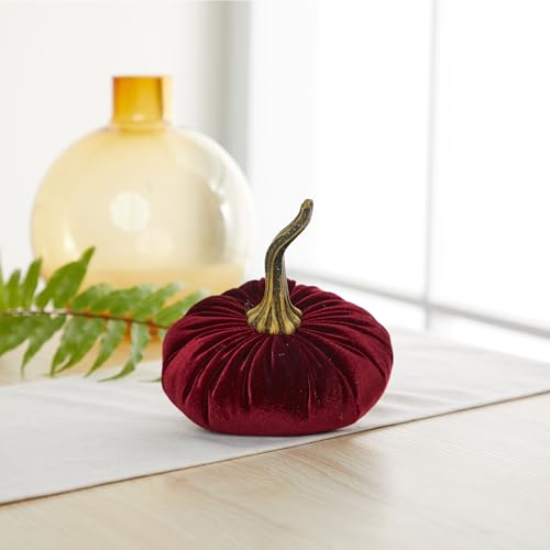 Your Heart's Content Burgundy 6.25 inch Velvet Pumpkin (Burgundy) - color: Burgundy