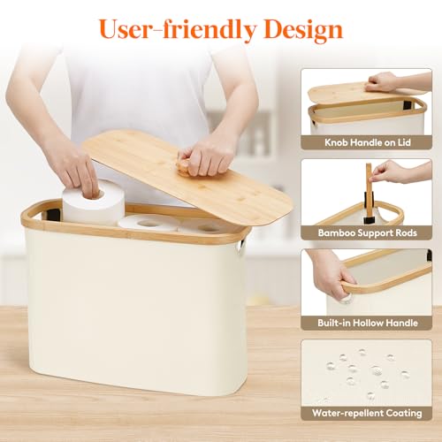 Lifewit Toilet Paper Storage Holder, Large Stand Basket, 23L, White - color: White, size: 23L