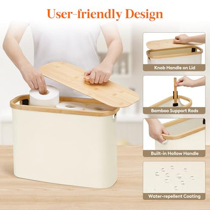 Lifewit Toilet Paper Storage Holder, Large Stand Basket, 23L, White - color: White, size: 23L