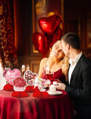 Valentine Honeycomb Centerpieces for Table, Valentine Table Decorations - style: Valentines Day