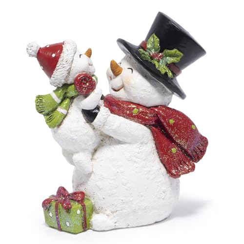 Hodao Christmas Snowman Figurine Decorations, Joyful Holiday Home Decor - color: Red