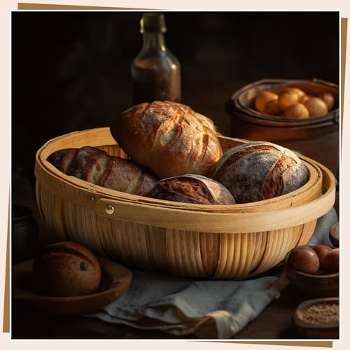 Sintuff 6 Pcs Wicker Baskets with Handles, 3 Sizes,Light Brown - color: Light Brown
