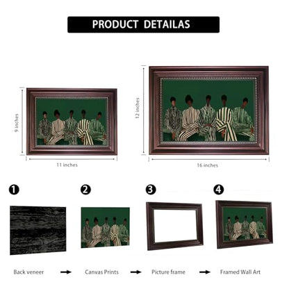 Dark Brown Framed African American Woman Canvas Wall Art 12x16 in - color: 5Green Abstract Woman, size: 16"L x 12"W