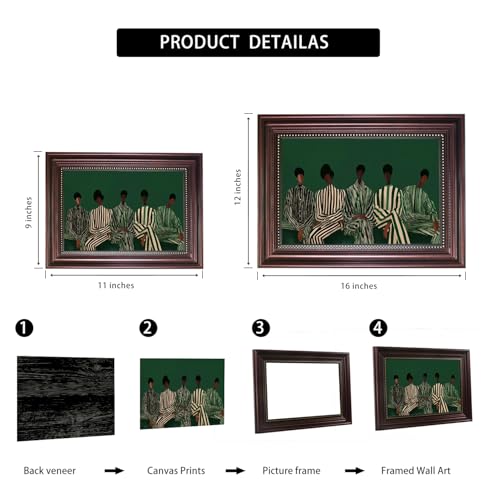 Dark Brown Framed African American Woman Canvas Wall Art 9x11 in - color: 5Green Abstract Woman, size: 11"L x 9"W