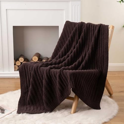 Battilo Brown Throw Blanket for Couch, Soft Chenille Throw Blanket, 60"x80" - color: Brown, size: 60"x80"