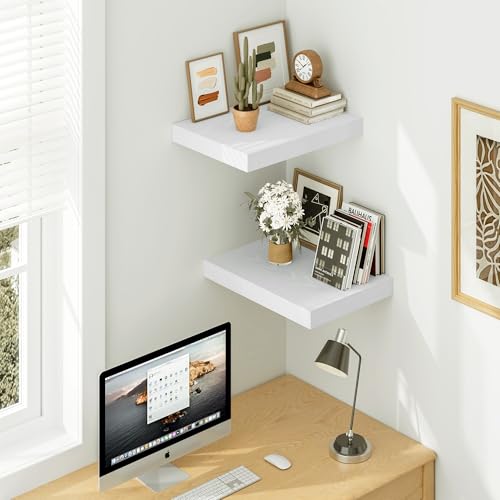 Vivelove White Floating Shelves, 16 X 12 Inches, Set of 2 - color: White, size: 16”wx12”dx1.5”h