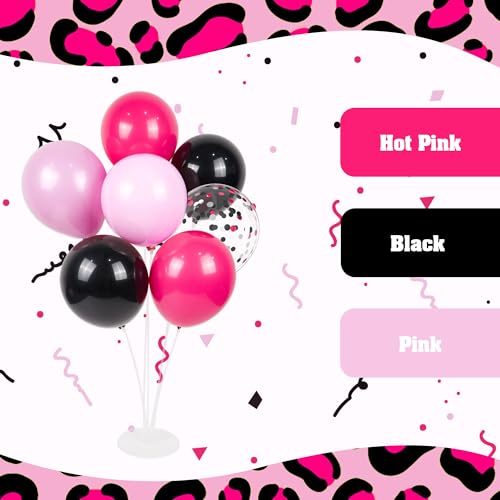 60pcs Pink and Black Balloons 12inch with Black Hot Light Pink Balloons - color: Hot Pink Black