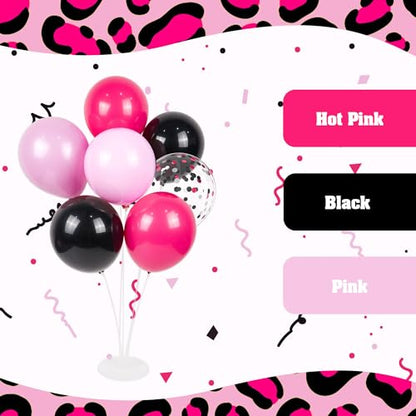 60pcs Pink and Black Balloons 12inch with Black Hot Light Pink Balloons - color: Hot Pink Black