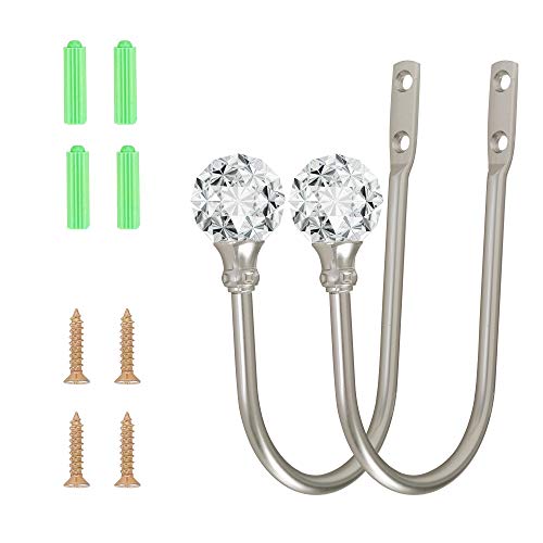 Curtain Holdback, 4Pcs Wall Mounted Drapery Tiebacks, Sliver - color: 4 Pcs, Silver
