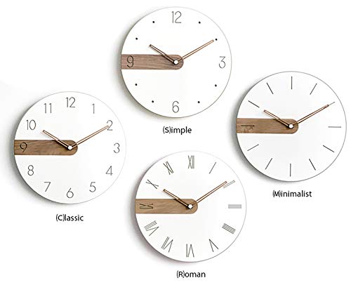 Stephanie Imports Modern Minimalist Exposed Wood Silent Wall Clock (Roman Numerals) - color: Raw Wood (Roman)