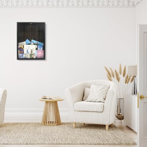 FramePro Travel Shadow Box Frame Black 12x16 Top Loading with Slot Uniqle Beaded Design for Movie Tickets Rainy Fund Events Concert Drink Beer Caps - color: Black Beads, size: 12x16