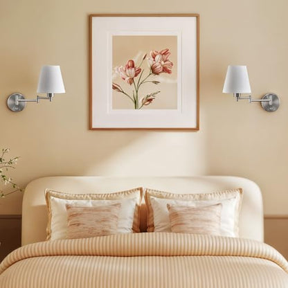 VONLUCE Wall Lamp, Plug in & Swing Arm Wall Sconce, Nickel Finish - color: Nickel, size: 1 Pack