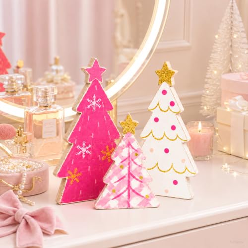 Christmas Decorations Indoor, Pink Christmas Snowflake Star Tree Home Decor