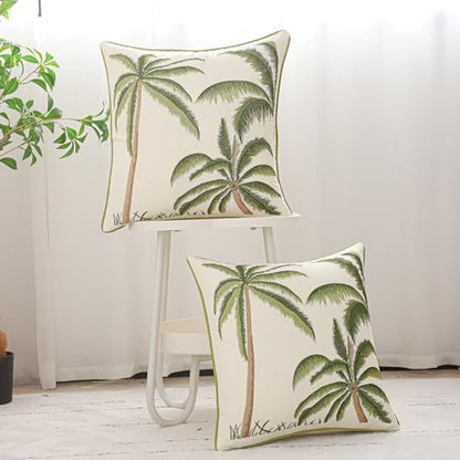 Green Palm Tree Throw Pillow Covers 18x18 Inch Set of 2 - color: A-green Palm Tree
