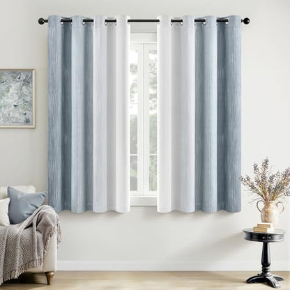 MIULEE Chambray Blue and Greyish White Ombre Blackout Curtains 52Wx54L - color: Chambray Blue and Greyish White, size: 52"W x 54"L (Pack of 2)