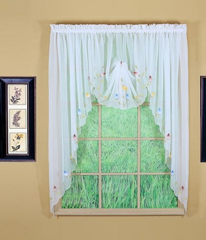 Today's Curtain,Vineyard 3-D Appliqué,Fan Insert, White, 30" W x 40" L - color: White, size: 30"W x 40"L (Pack of 1)