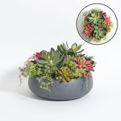 CG Hunter, Faux Succulent Arrangement, Grey, Home Decor - size: 14" Round Grey