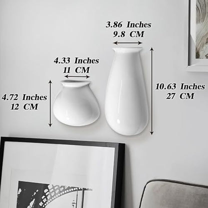 White Ceramic Wall Planters, Set of 2, 10.6 Inch, Flared Design - color: 2pcs-small & Large