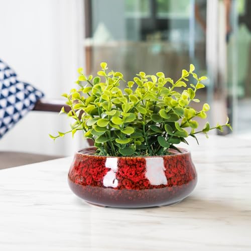 ARTKETTY Succulent Pots with Drainage, 8 Inch Large Plant Pots - color: Red