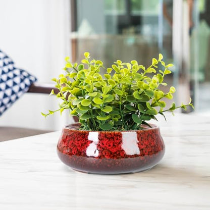 ARTKETTY Succulent Pots with Drainage, 8 Inch Large Plant Pots - color: Red