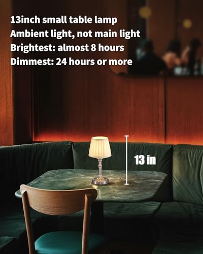 KDG Nickel Cordless Table Lamps Set of 2, Beige Fabric Shade Desk Lamp - color: Nickel + Beige Fabric Lampshde (2 Pack)