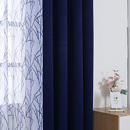 BONZER 침실 거실용 패널 4개 세트 믹스 앤 매치 커튼 - color: 인디고., size: 37"W x 84"L (Pack of 4)
