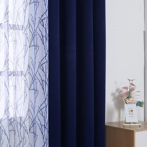 BONZER 침실 거실용 패널 4개 세트 믹스 앤 매치 커튼 - color: 인디고., size: 37"W x 95"L (Pack of 4)