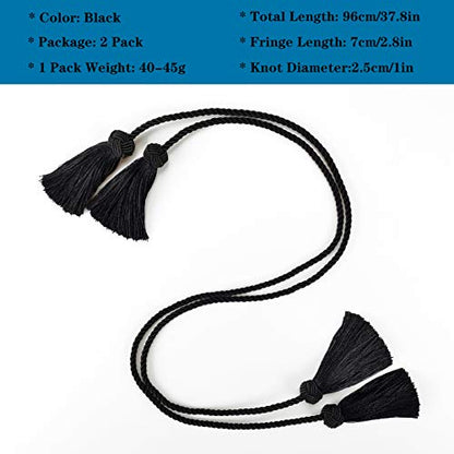 Elegant Tassel Curtain Tiebacks Rope Curtain Tie Backs for Windows Porlau - color: Black