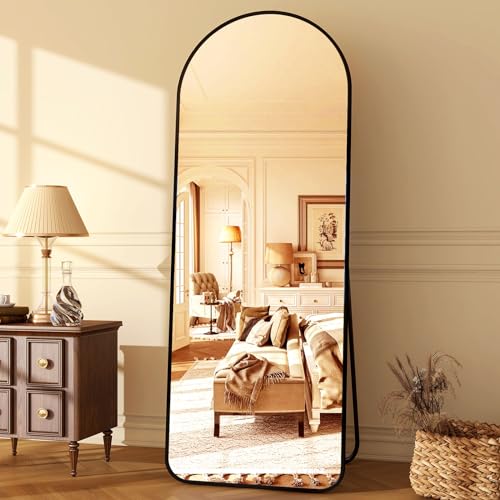 HARRITPURE 64"x21" Arched Full Length Mirror Floor Mirrors - color: Black Rounded, size: 64"L x 21"W