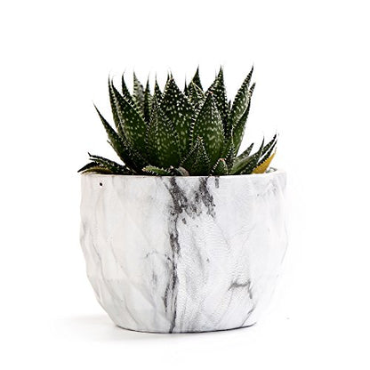 Sun-E Ceramic Succulent Pots, 3.35 Inch Marbled Flower Pots, Set of 4