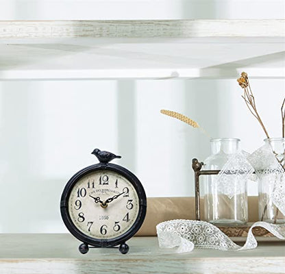 NIKKY HOME Vintage Table Clock with Bird, Desk Clocks, Battery Operated