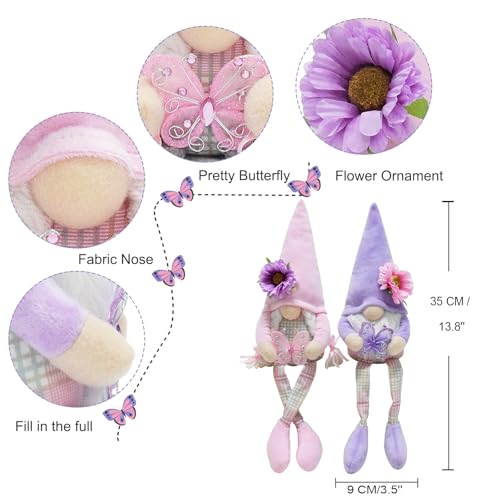 Attiigny 2 PCS Spring Decoration Indoor,Plush Long Legs Butterfly Gnomes